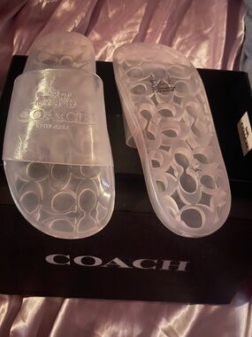 Coach Clear Logo Jelly Slide Sandals - Translucent